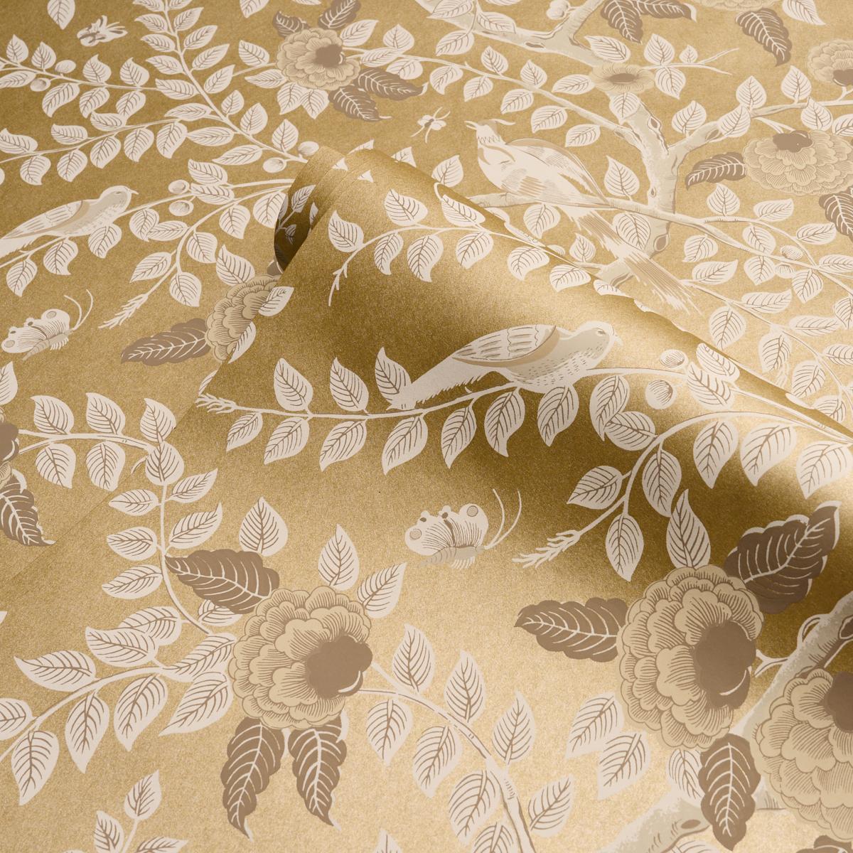 Schumacher Tole Bird Gold Wallpaper 5017540