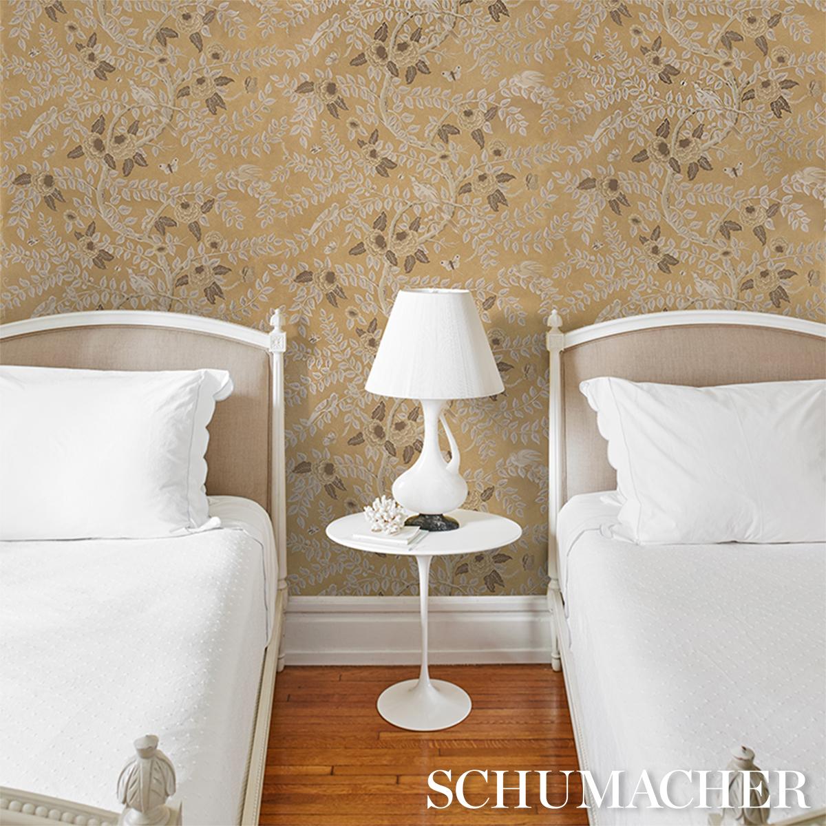 Schumacher Tole Bird Gold Wallpaper 5017540