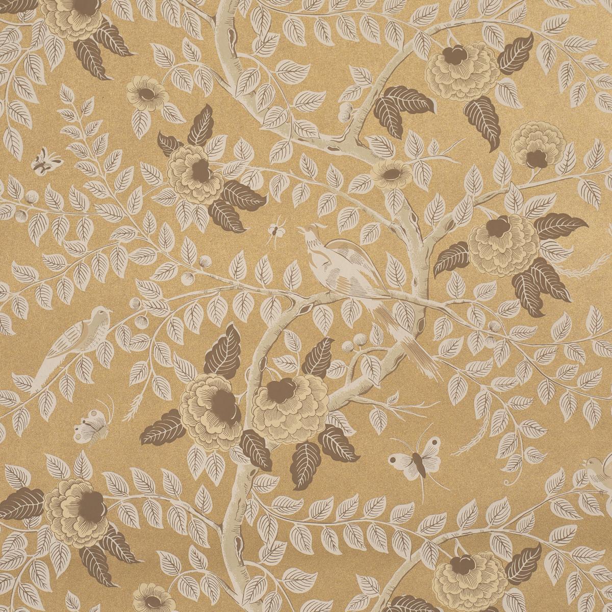 Schumacher Tole Bird Gold Wallpaper Sample 5017540