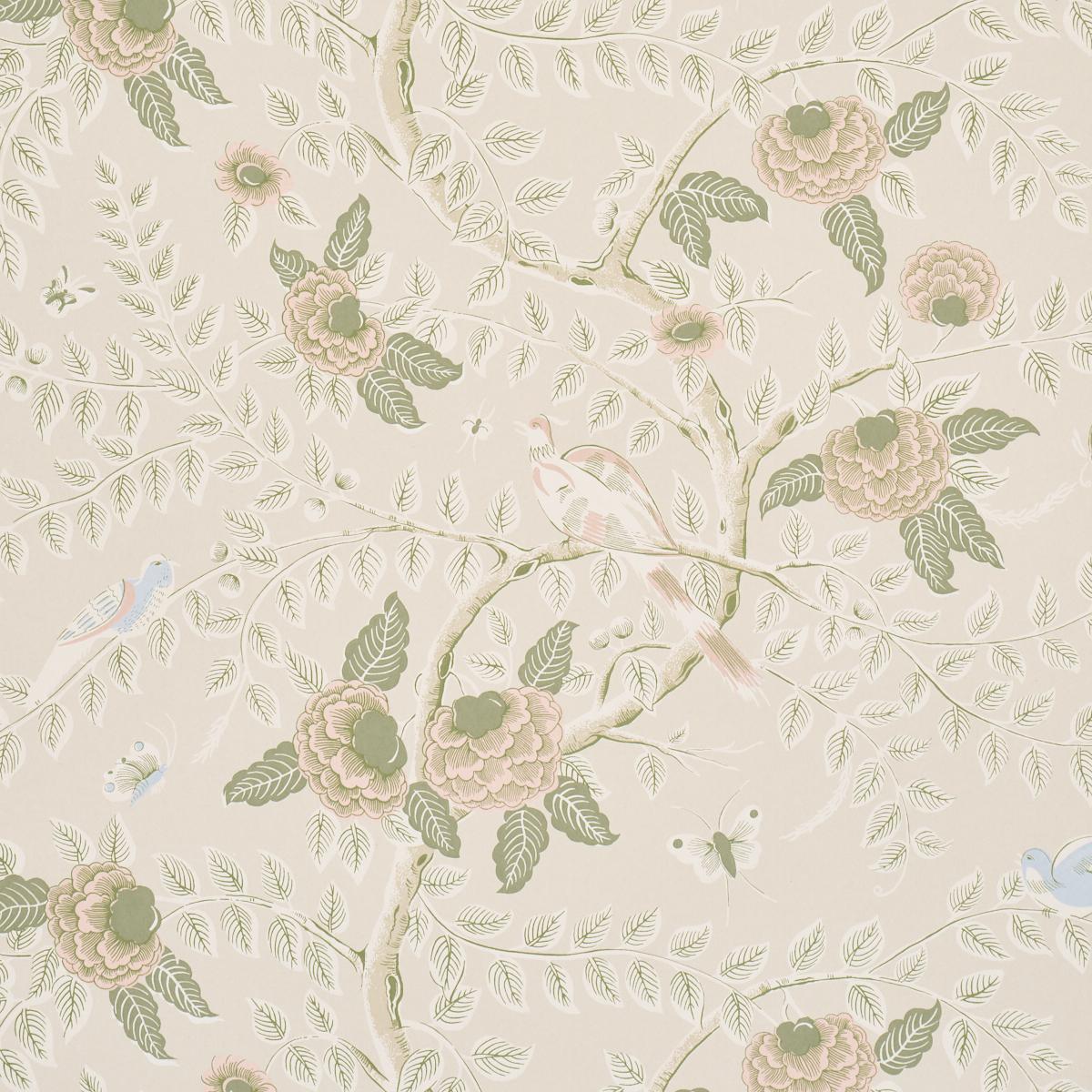 Schumacher Tole Bird Petal Wallpaper Sample 5017541