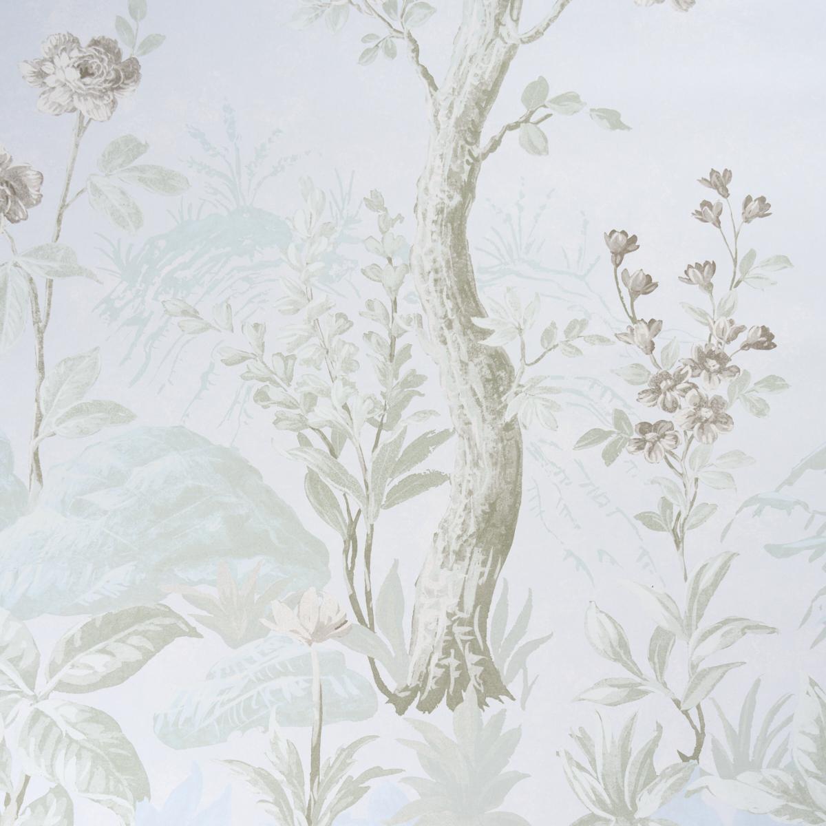 Schumacher Charlotte'S Garden Panel Set Periwinkle Wallpaper Sample 5017552