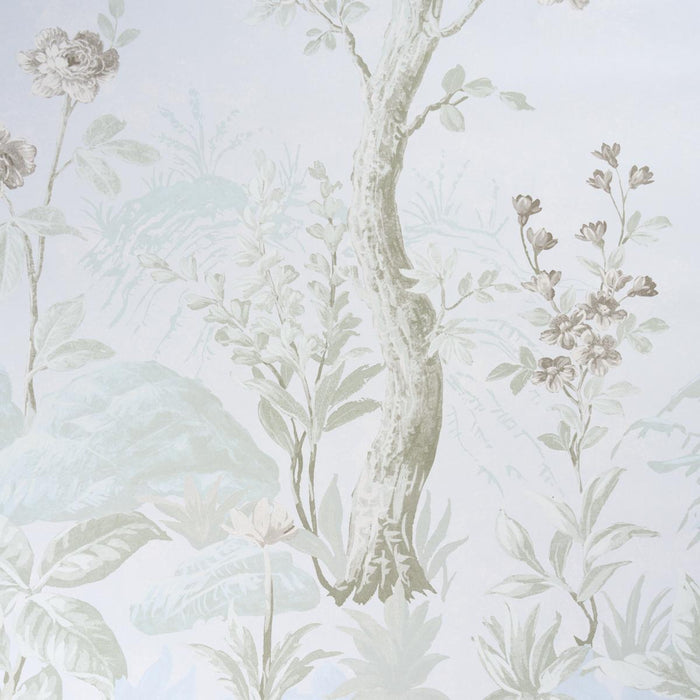 Schumacher Charlotte'S Garden Panel Set Periwinkle Wallpaper Sample 5017552