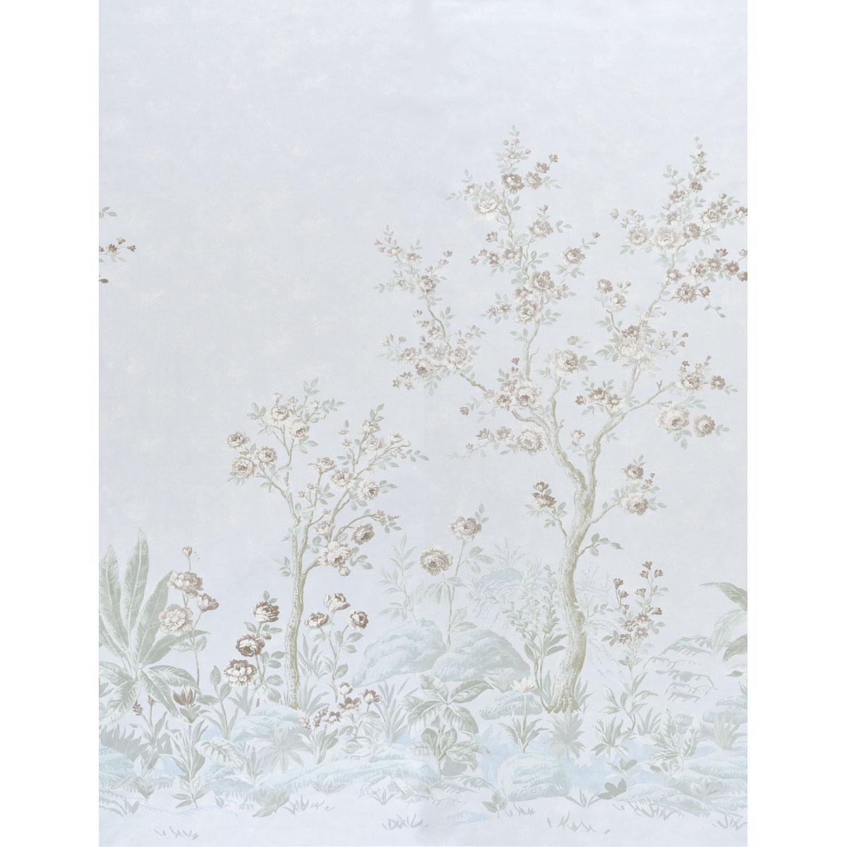 Schumacher Charlotte'S Garden Panel Set Periwinkle Wallpaper Sample 5017552