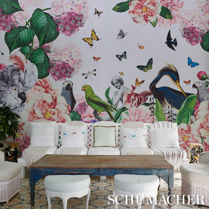 Schumacher Flores Paradisi Panel Set Rose & Peony Wallpaper Sample 5017560