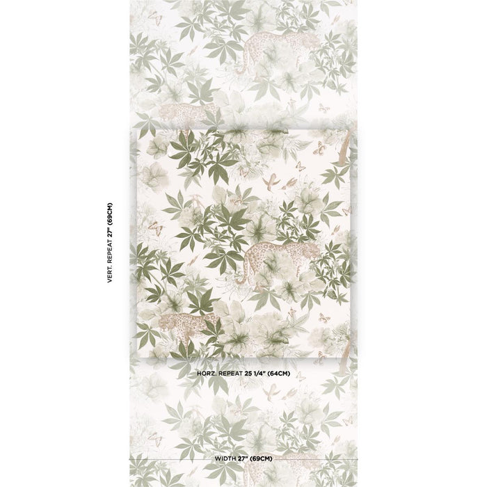 Schumacher Nocturnum Ivory & Olive Wallpaper Sample 5017570