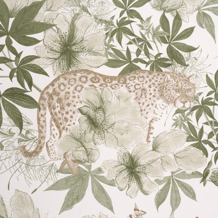 Schumacher Nocturnum Ivory & Olive Wallpaper Sample 5017570