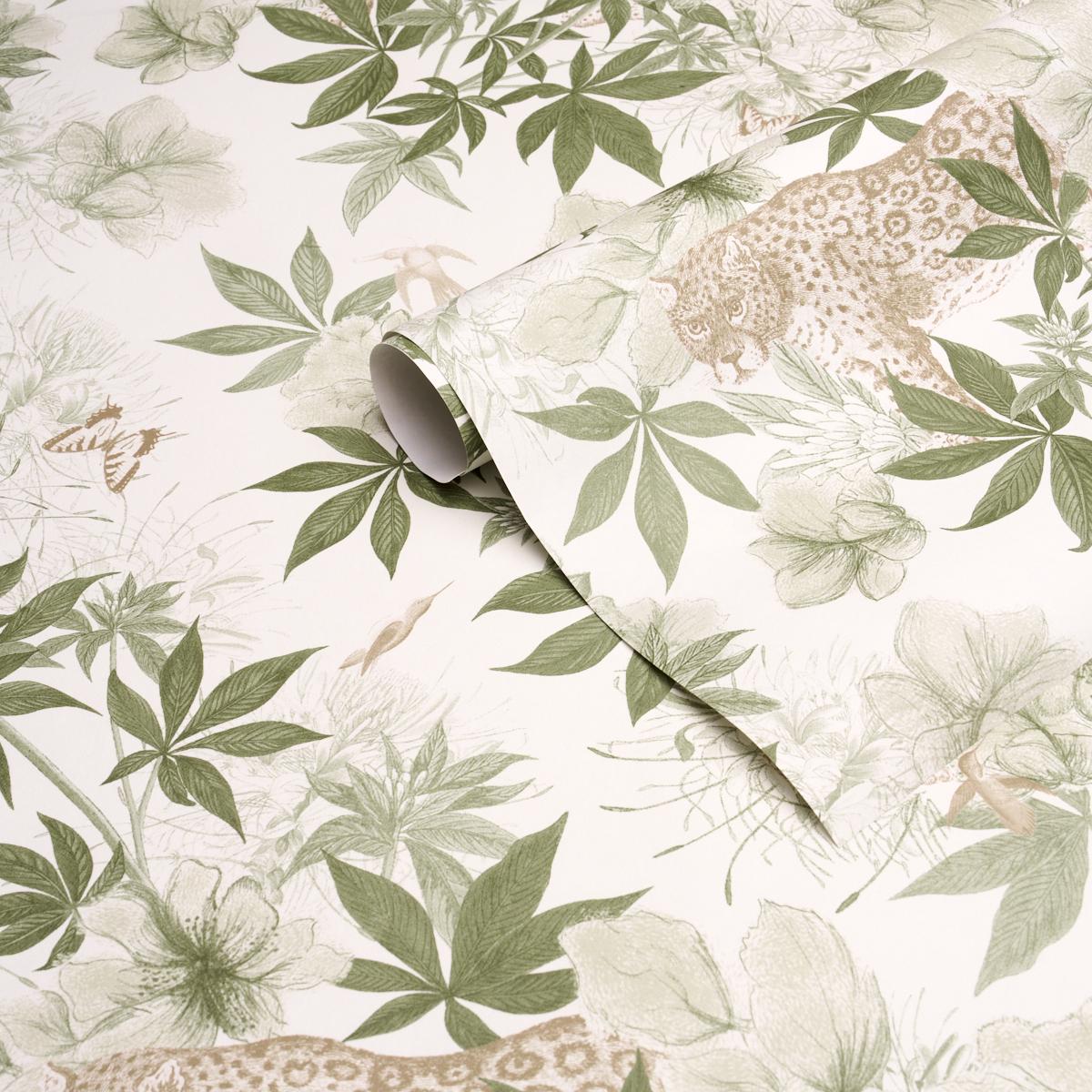 Schumacher Nocturnum Ivory & Olive Wallpaper 5017570