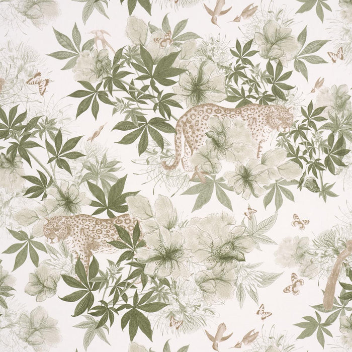 Schumacher Nocturnum Ivory & Olive Wallpaper Sample 5017570