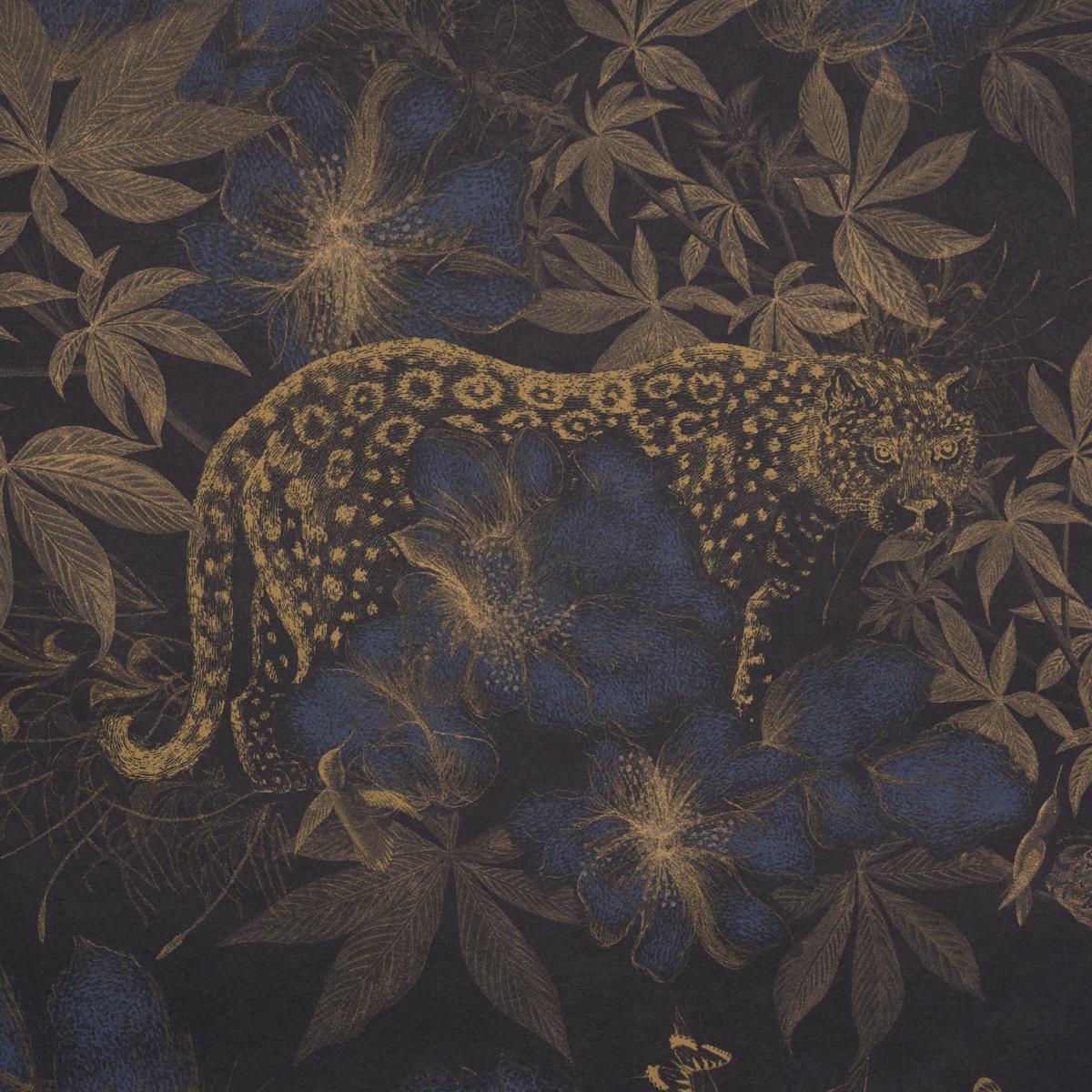 Schumacher Nocturnum Indigo & Ochre Wallpaper 5017571