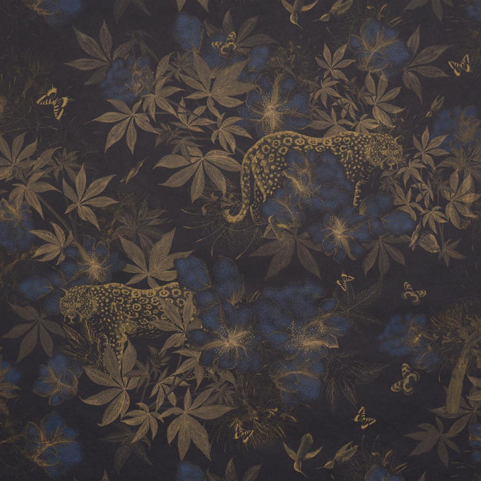 Schumacher Nocturnum Indigo & Ochre Wallpaper Sample 5017571