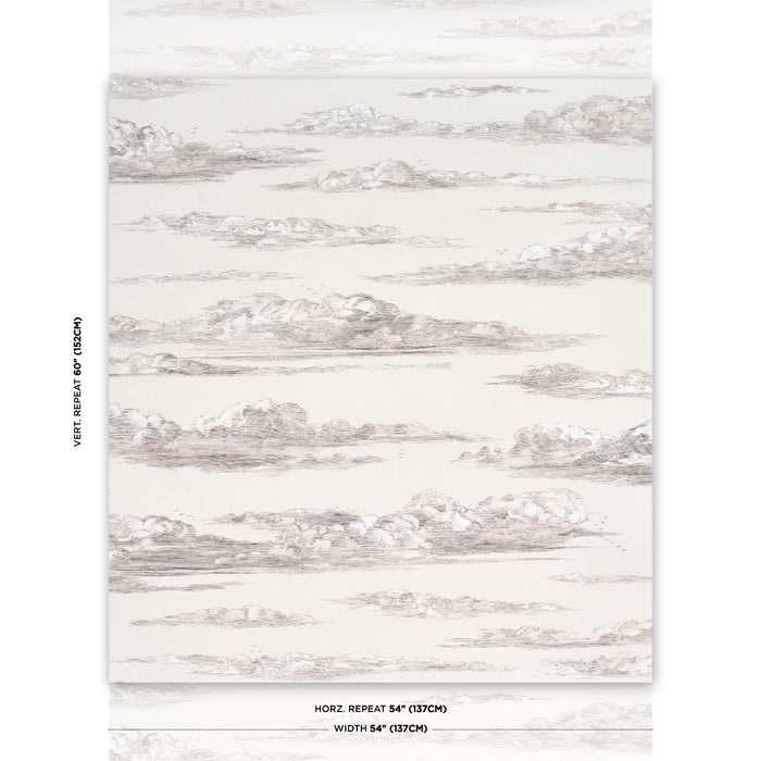 Schumacher Mr. Darcy's Clouds Grisaille Wallpaper Sample 5017582