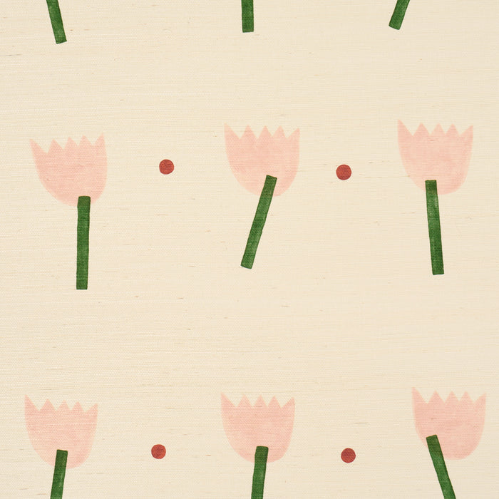 Schumacher Tulip Play Sisal Pink Wallpaper Sample 5017600