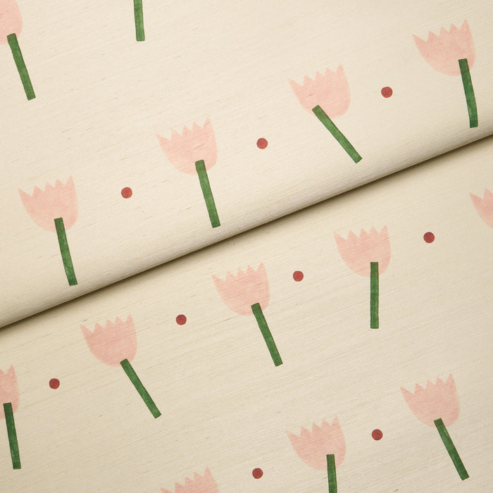 Schumacher Tulip Play Sisal Pink Wallpaper Sample 5017600