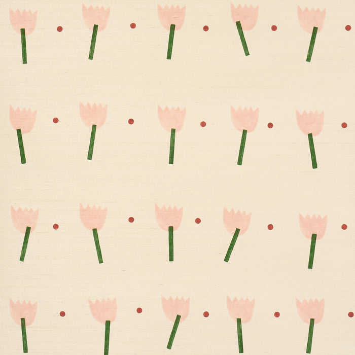Schumacher Tulip Play Sisal Pink Wallpaper Sample 5017600
