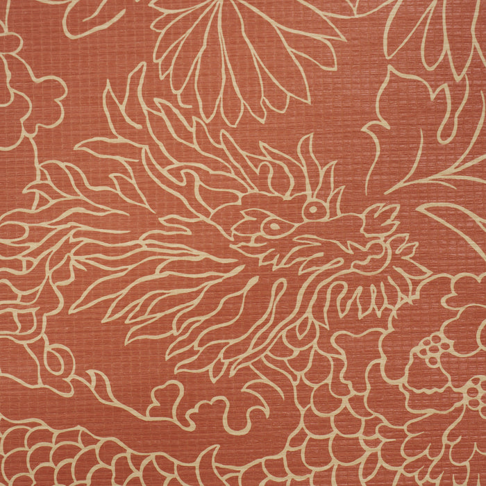 Schumacher Chiang Mai Dragon Silhouette Raffia Terracotta Wallpaper Sample 5017620