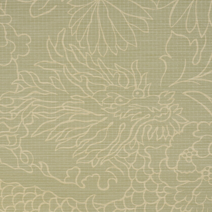 Schumacher Chiang Mai Dragon Silhouette Raffia Sage Wallpaper Sample 5017621