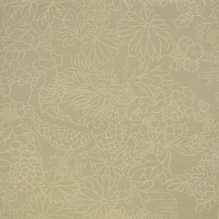 Schumacher Chiang Mai Dragon Silhouette Raffia Sage Wallpaper Sample 5017621
