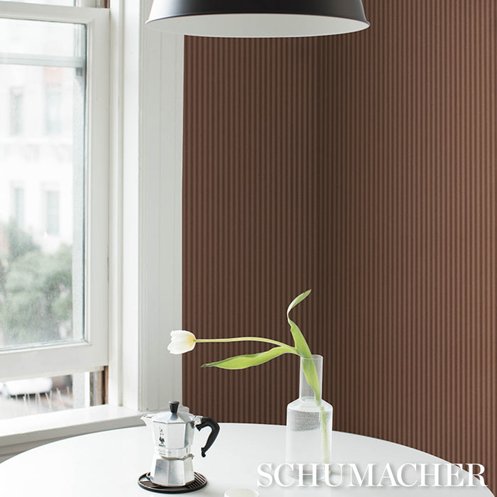 Schumacher Edwin Stripe Narrow Terracotta Wallpaper 5017633