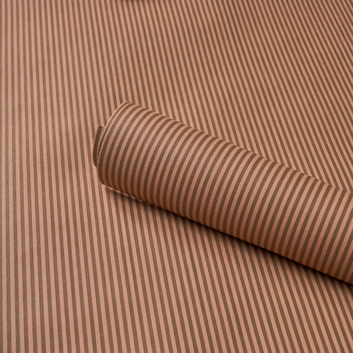 Schumacher Edwin Stripe Narrow Chestnut Rose Wallpaper 5017634