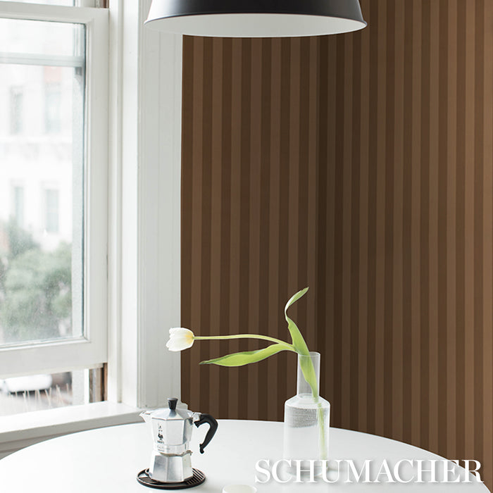 Schumacher Edwin Stripe Medium Terracotta Wallpaper 5017641