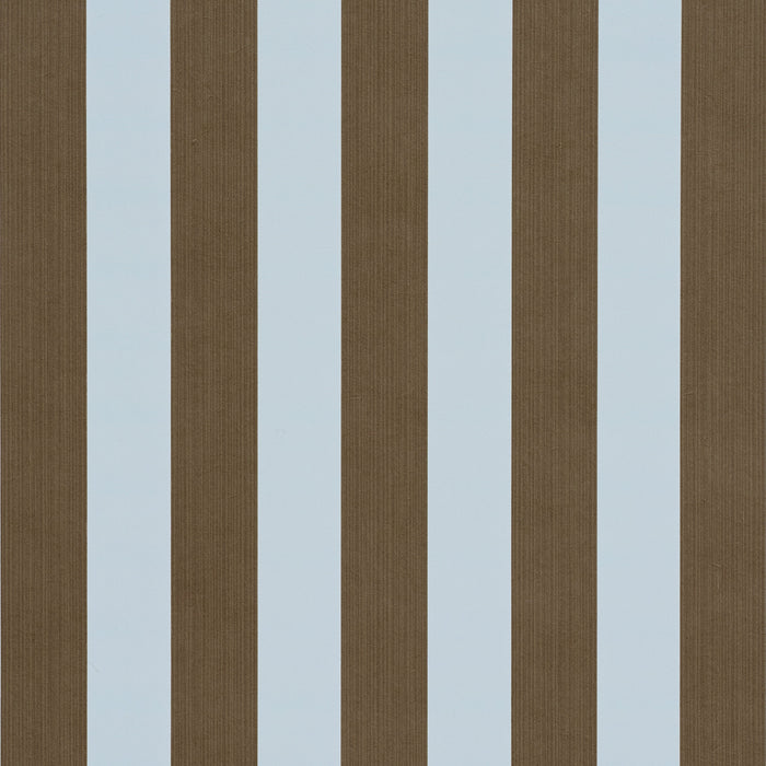 Schumacher Edwin Stripe Medium Brown & Sky Wallpaper Sample 5017642