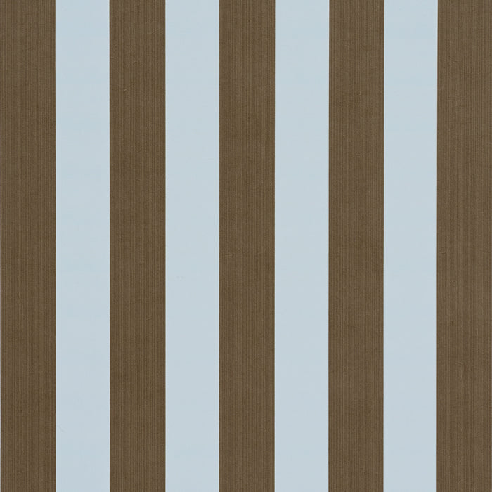 Schumacher Edwin Stripe Medium Brown & Sky Wallpaper 5017642