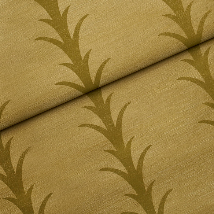 Schumacher Acanthus Stripe Sisal Celery Wallpaper 5017650