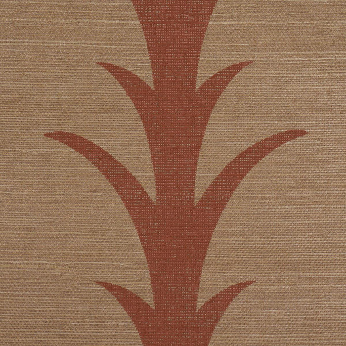 Schumacher Acanthus Stripe Sisal Mocha Wallpaper 5017651