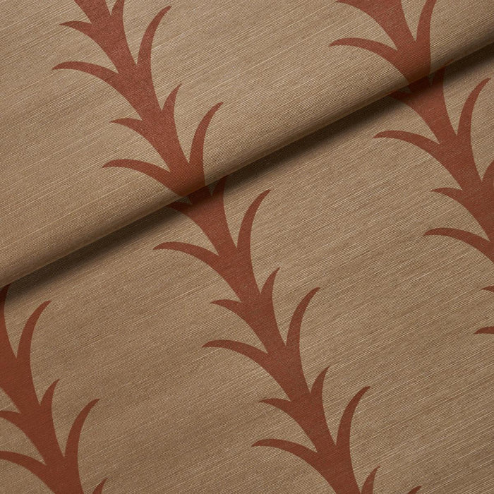Schumacher Acanthus Stripe Sisal Mocha Wallpaper Sample 5017651