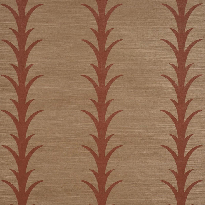 Schumacher Acanthus Stripe Sisal Mocha Wallpaper 5017651