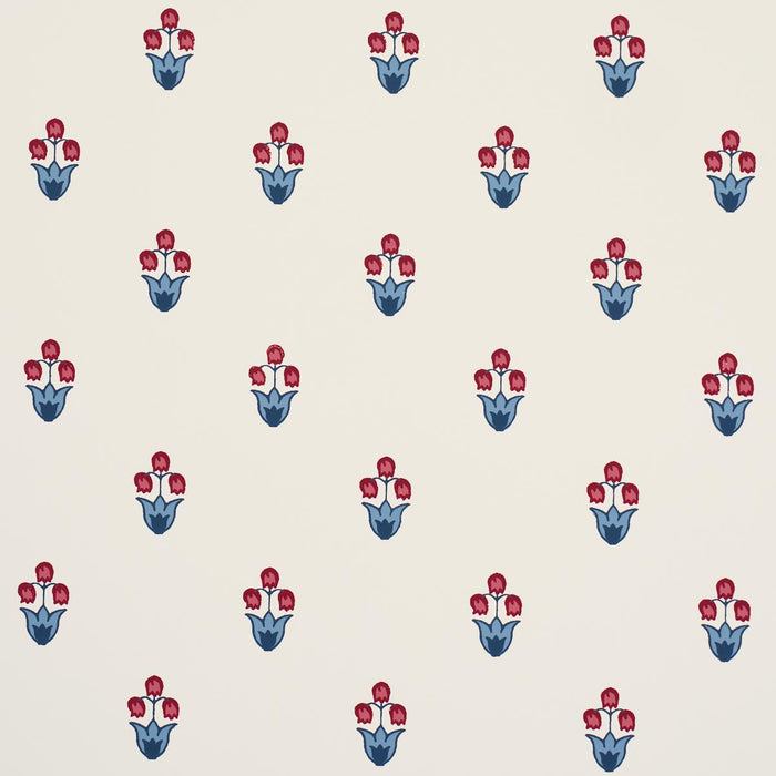 Schumacher Moira Blue & Red Wallpaper Sample 5017661
