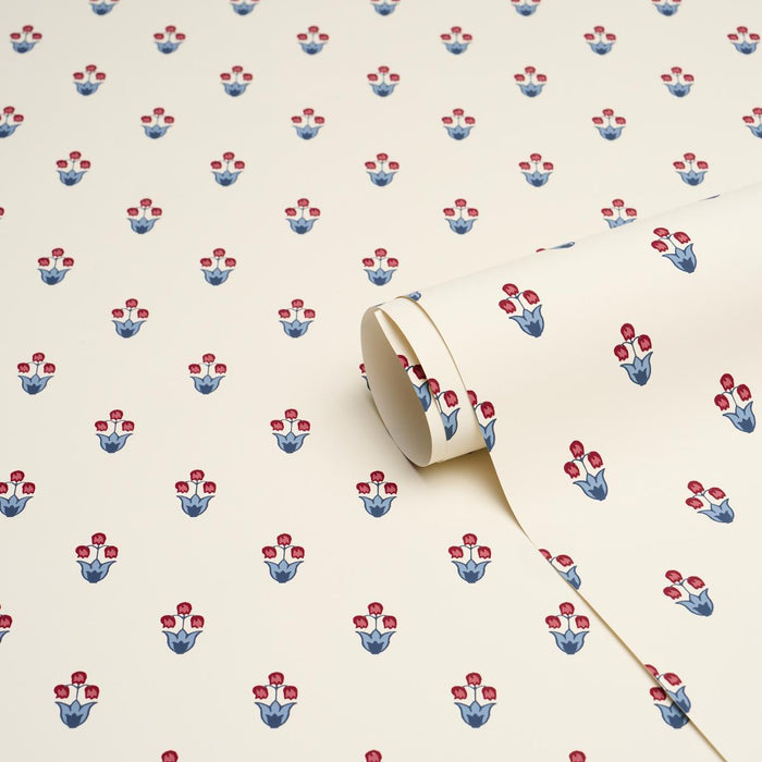 Schumacher Moira Blue & Red Wallpaper Sample 5017661