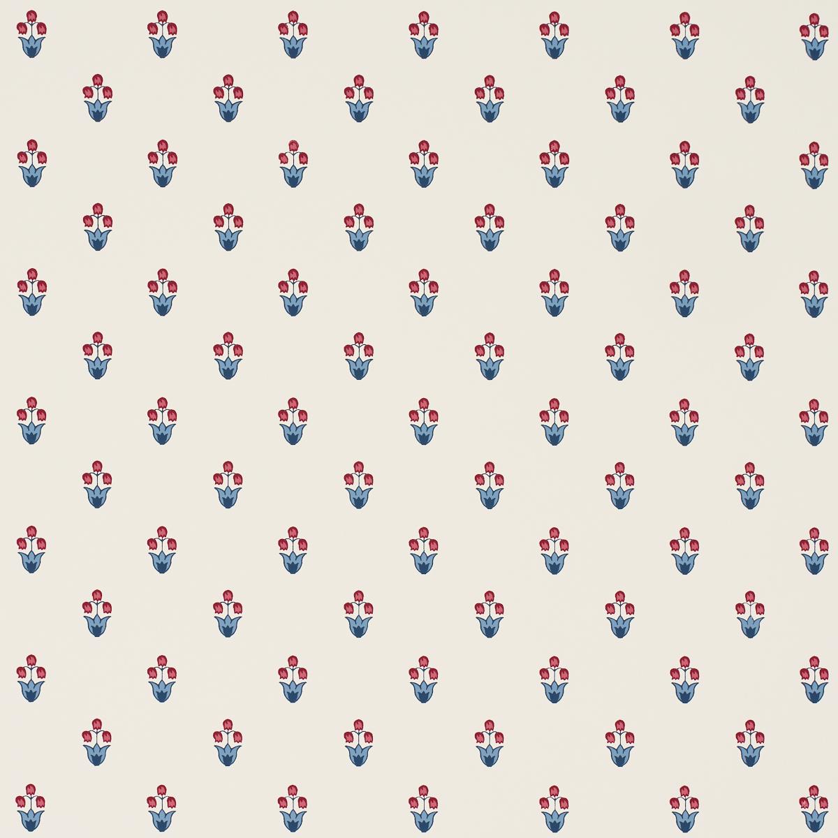 Schumacher Moira Blue & Red Wallpaper Sample 5017661
