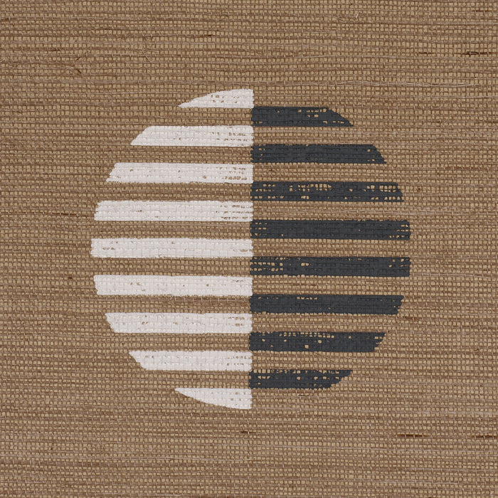 Schumacher Ando Hand Blocked Sisal Ivory & Charcoal On Natural Wallpaper Sample 5017702