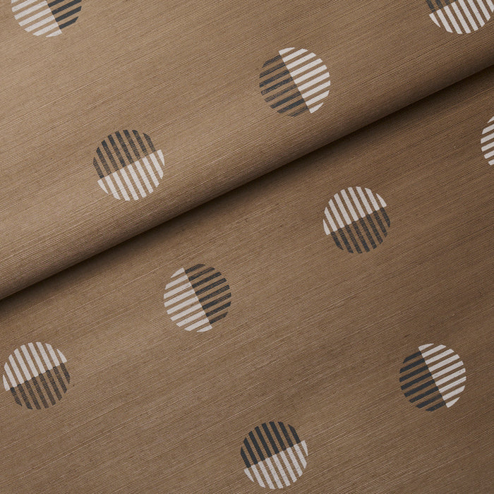 Schumacher Ando Hand Blocked Sisal Ivory & Charcoal On Natural Wallpaper Sample 5017702