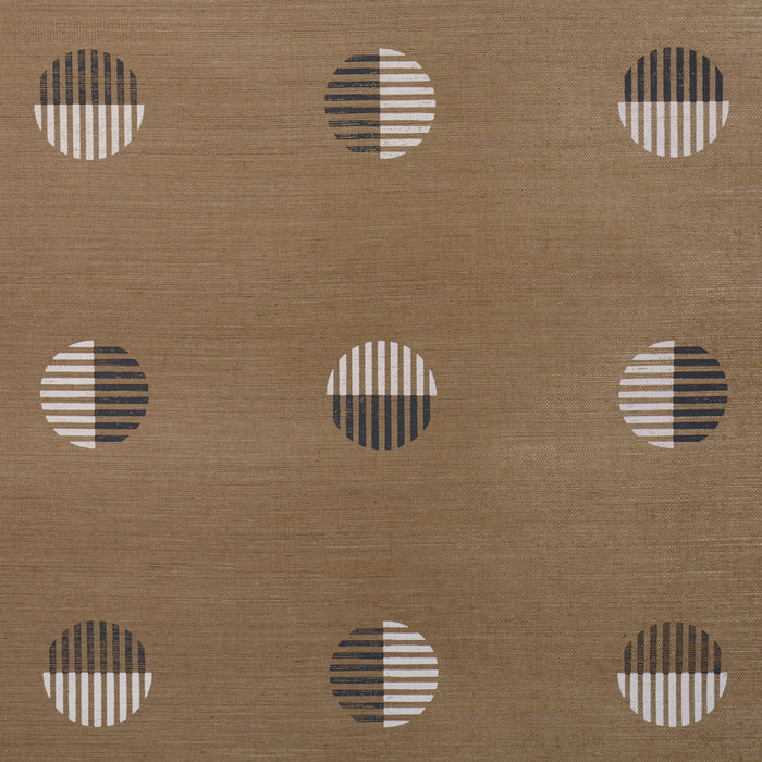 Schumacher Ando Hand Blocked Sisal Ivory & Charcoal On Natural Wallpaper Sample 5017702