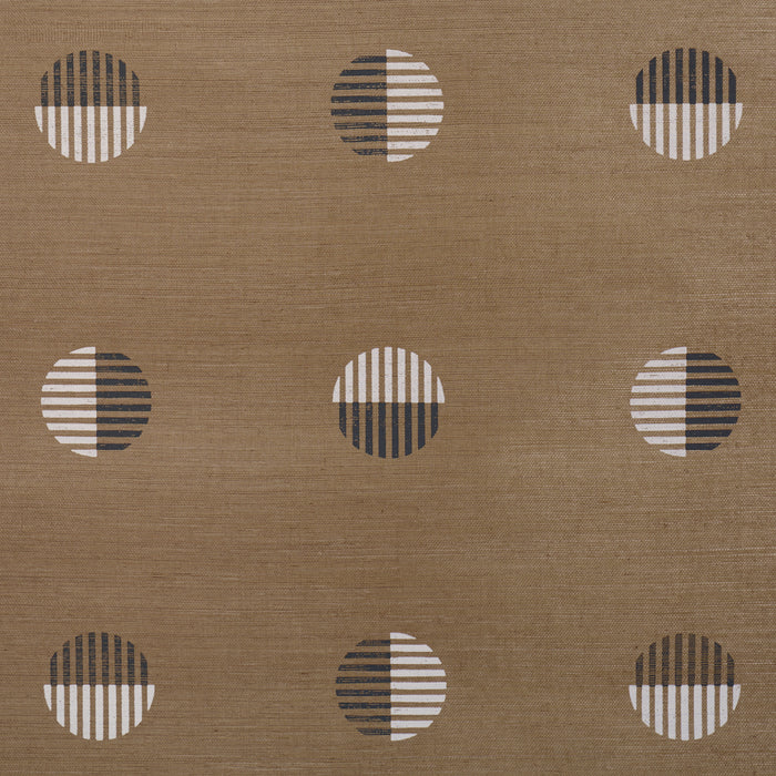 Schumacher Ando Hand Blocked Sisal Ivory & Charcoal On Natural Wallpaper Sample 5017702