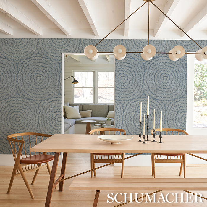 Schumacher Feather Bloom Sisal Cornflower Wallpaper 5017711