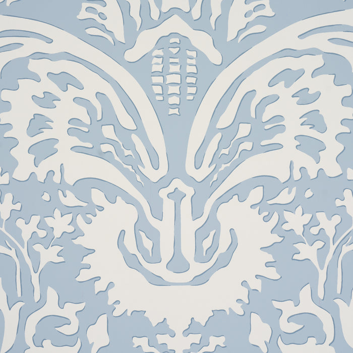 Schumacher Suffolk Damask Blue Wallpaper Sample 5017721