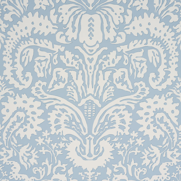 Schumacher Suffolk Damask Blue Wallpaper Sample 5017721