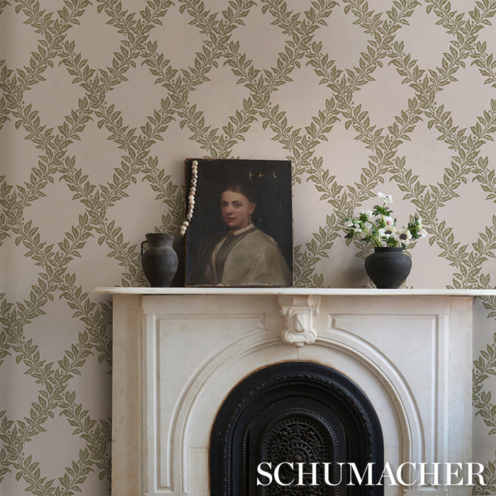 Schumacher Tyninghame Trellis Sage Wallpaper Sample 5017750
