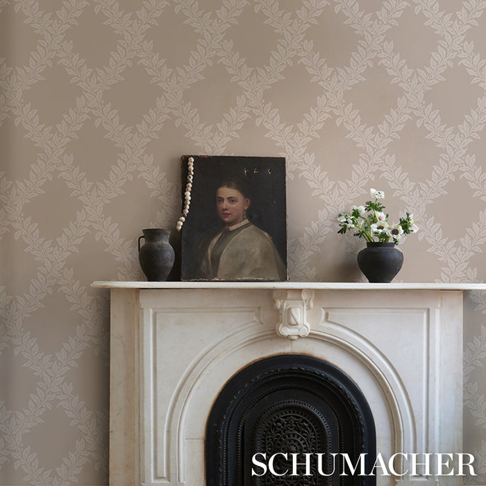 Schumacher Tyninghame Trellis Neutral Wallpaper Sample 5017751