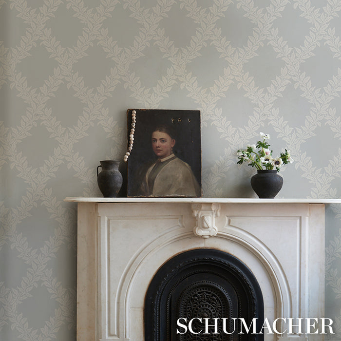 Schumacher Tyninghame Trellis Sky Wallpaper Sample 5017752