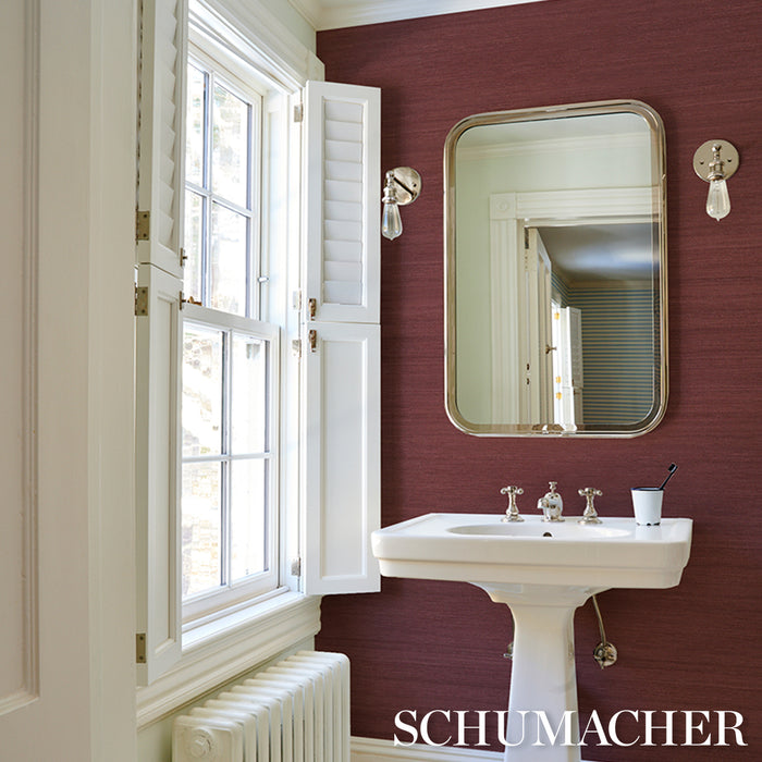 Schumacher Shaded Silk Crimson Wallpaper Sample 5017780