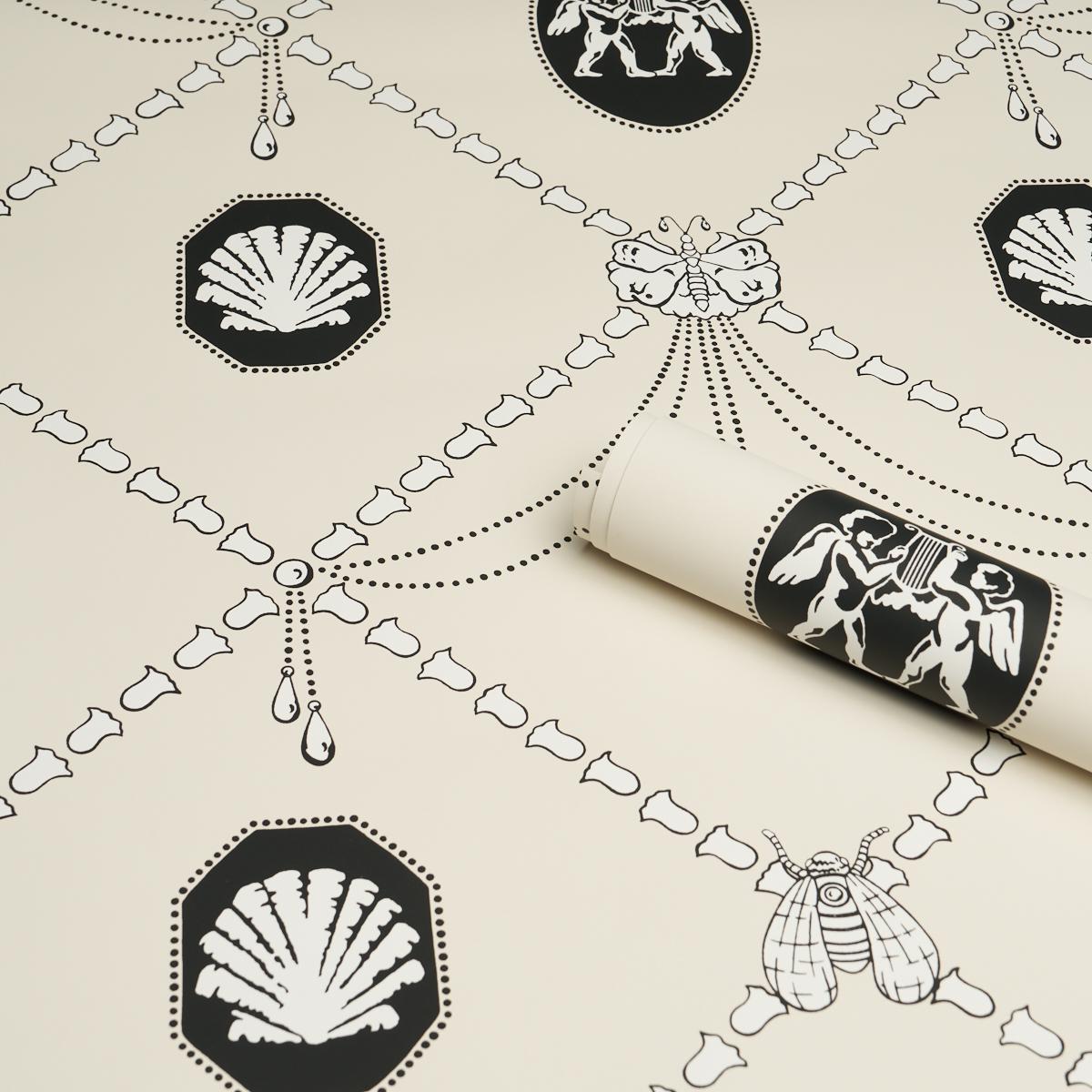 Schumacher Edith Black & Ivory Wallpaper 5017840