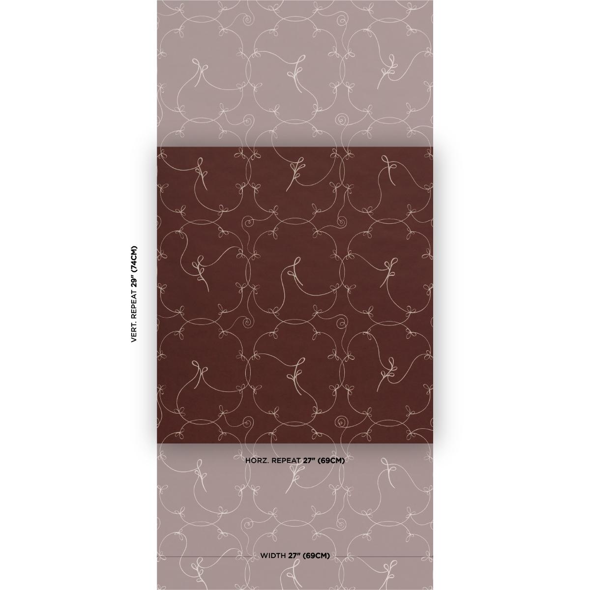 Schumacher Broderie Bordeaux Wallpaper Sample 5017850