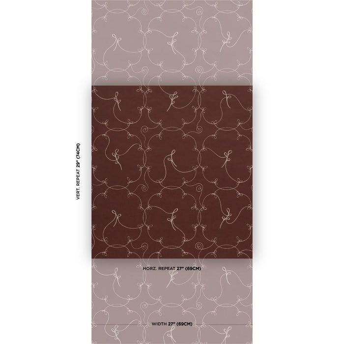 Schumacher Broderie Bordeaux Wallpaper Sample 5017850