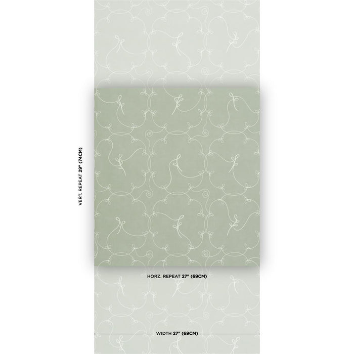 Schumacher Broderie Cool Green Wallpaper Sample 5017851