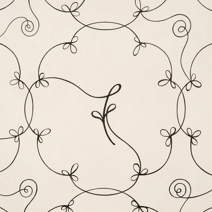Schumacher Broderie Black & Ivory Wallpaper Sample 5017852