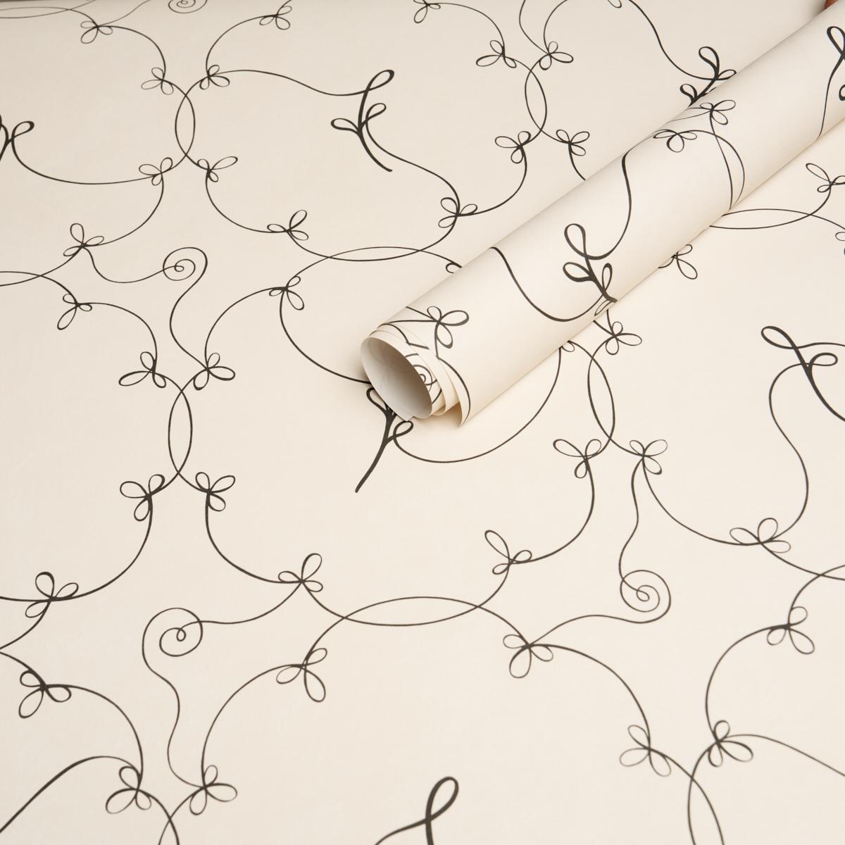 Schumacher Broderie Black & Ivory Wallpaper Sample 5017852